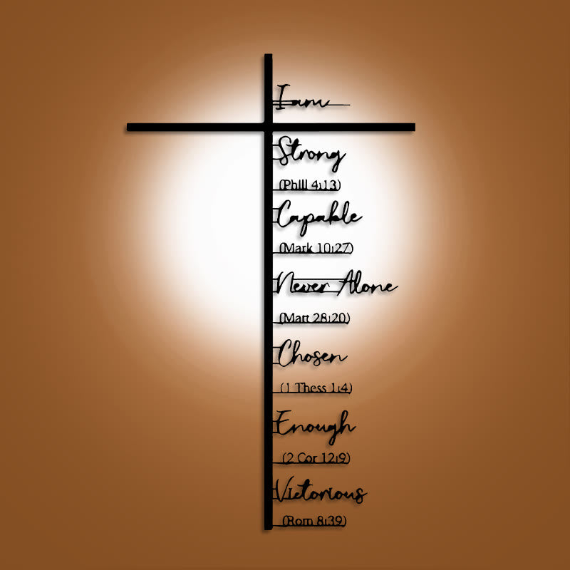Christianartworkshop Biblical Verse Cross Metal Wall Decor: Daily Faith Reminder - Black - 8.86''*11.81''/20*30cm - image 0