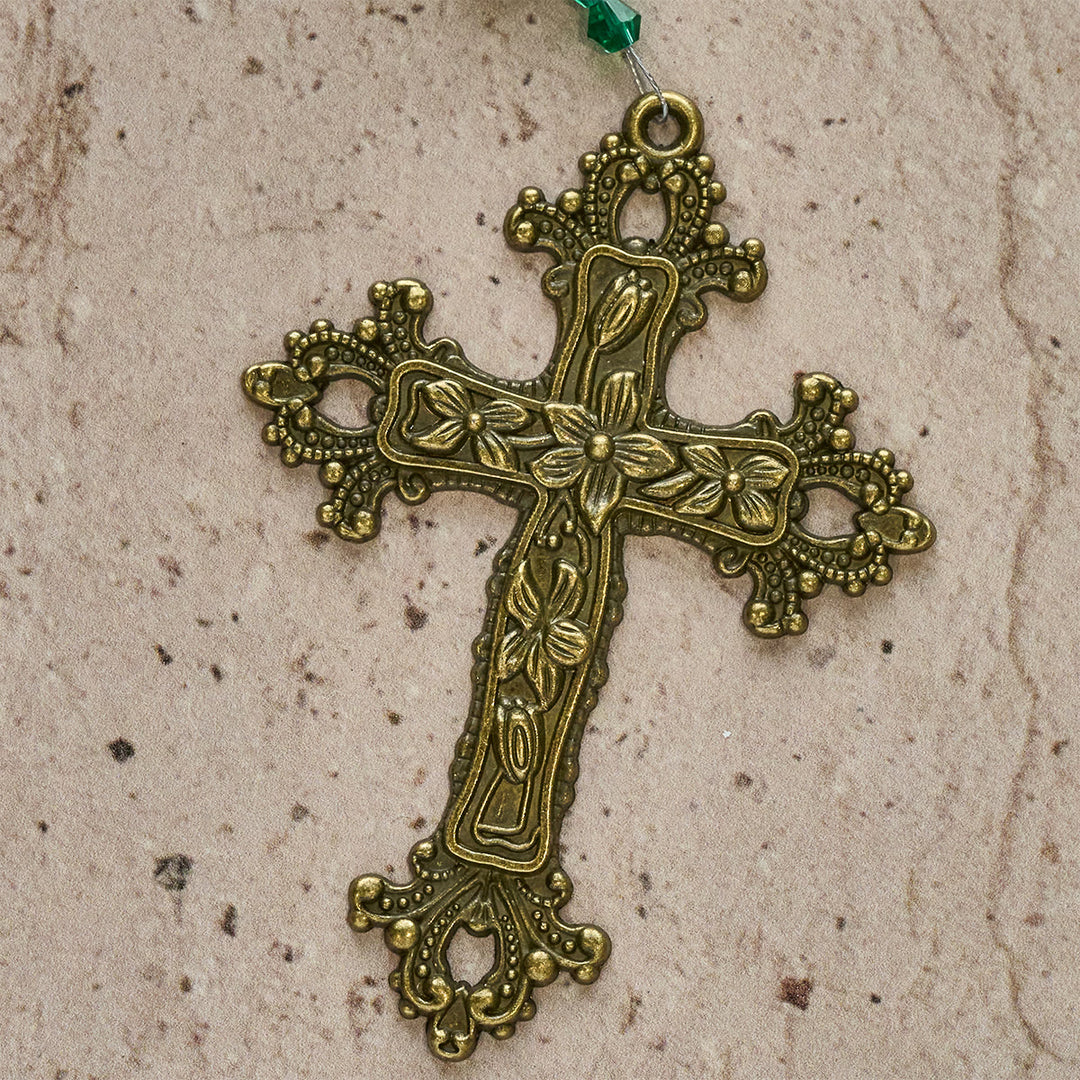 Christianartworkshop Christmas Gift: Red Floral Ceramic Beads Rosary with Green Rose: The Garden of Mary's Love - image 14