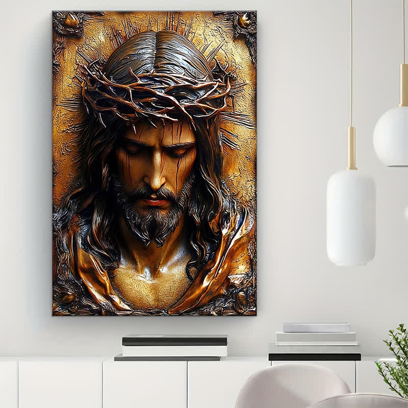 Christianartworkshop Crown of Thorns Jesus Art Prints: Faith-Driven Gift for Devout Believers - Framed Canvas Painting - 11.81''*15.75''0.71"/30*40*1.8cm - image 0