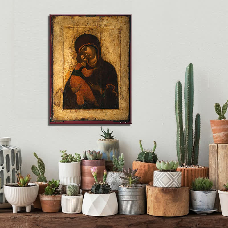 Christianartworkshop Unique Vintage Madonna and Child Art Prints: Distinctive Faith Expression - Framed Canvas Painting - 11.81''*15.75''0.71"/30*40*1.8cm - image 0