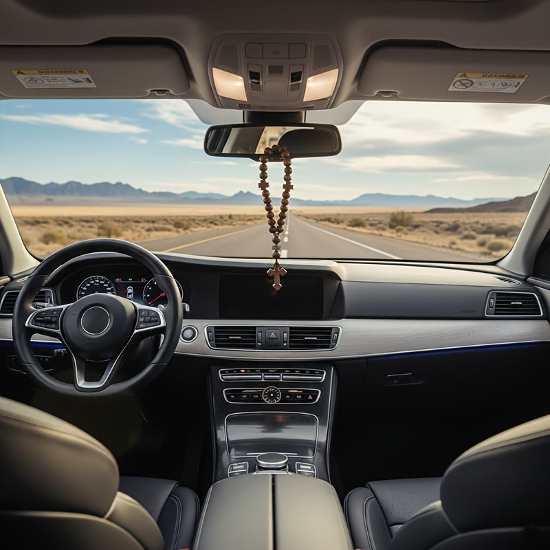 Christianartworkshop Faithful Journey Wooden Cross Car Pendant: Drive with God's Peace - image 2