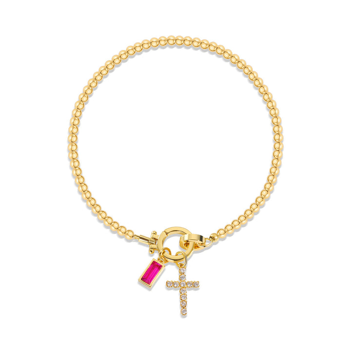 Christianartworkshop 12 Birthstone Cross Bracelet: Faith-Driven Identity & Timeless Devotion - July - image 6