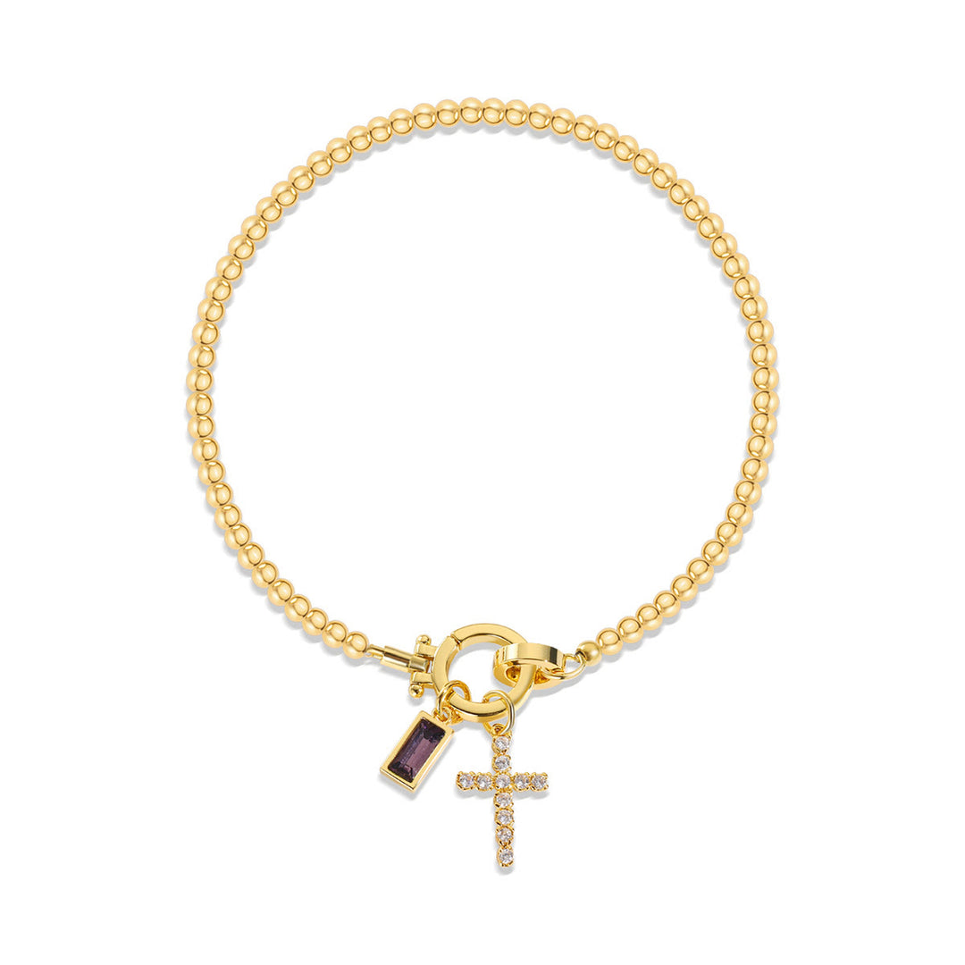 Christianartworkshop 12 Birthstone Cross Bracelet: Faith-Driven Identity & Timeless Devotion - February - image 1