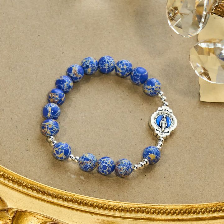 Christianartworkshop Blue Imperial Stone Marian Bracelet: A Token of Prayer and Peace - image 6