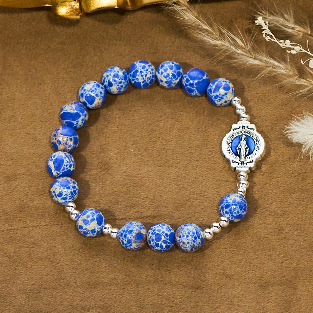 Christianartworkshop Blue Imperial Stone Marian Bracelet: A Token of Prayer and Peace - image 3