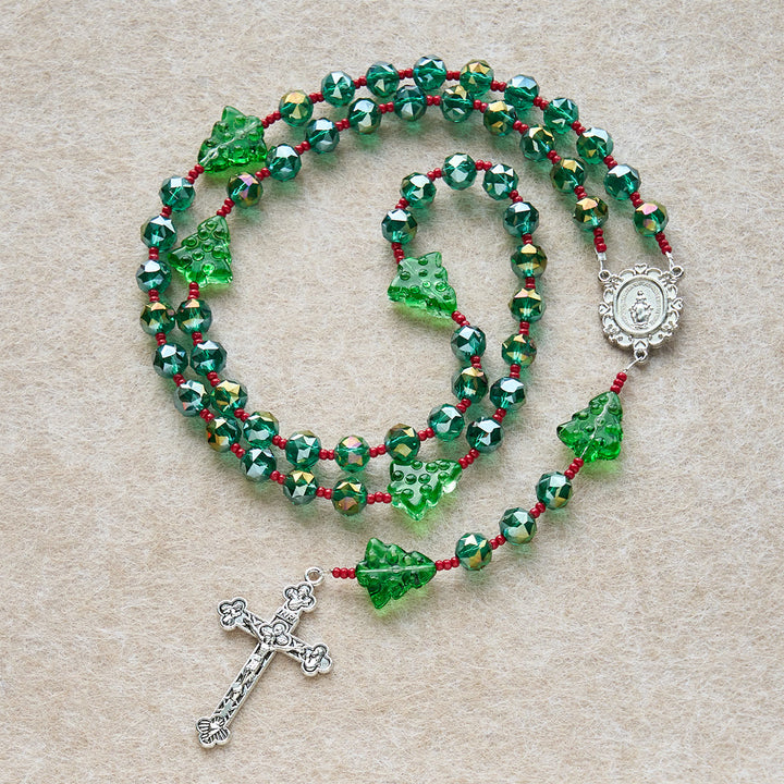 Christianartworkshop Joyful Green Tree of Hope Christmas Rosary: Celebrate Christ's Birth - image 6