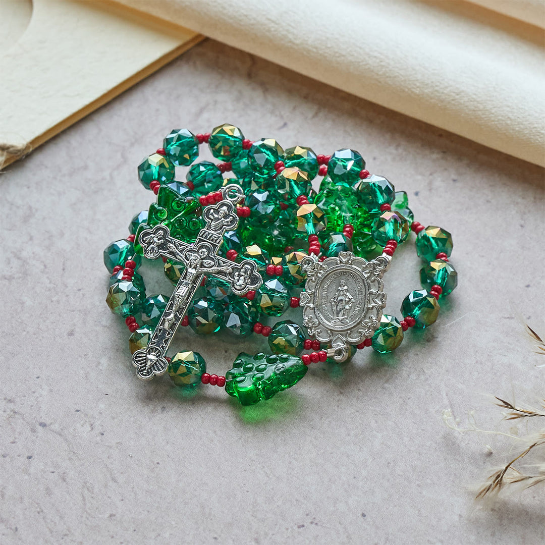 Christianartworkshop Christmas Gift: Joyful Green Tree of Hope Christmas Rosary: Celebrate Christ's Birth - image 7