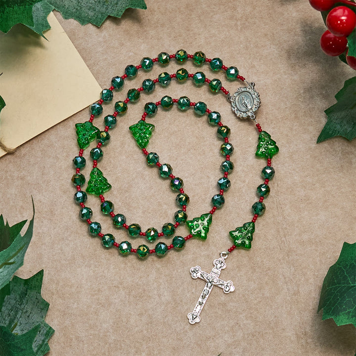 Christianartworkshop Christmas Gift: Joyful Green Tree of Hope Christmas Rosary: Celebrate Christ's Birth - image 6