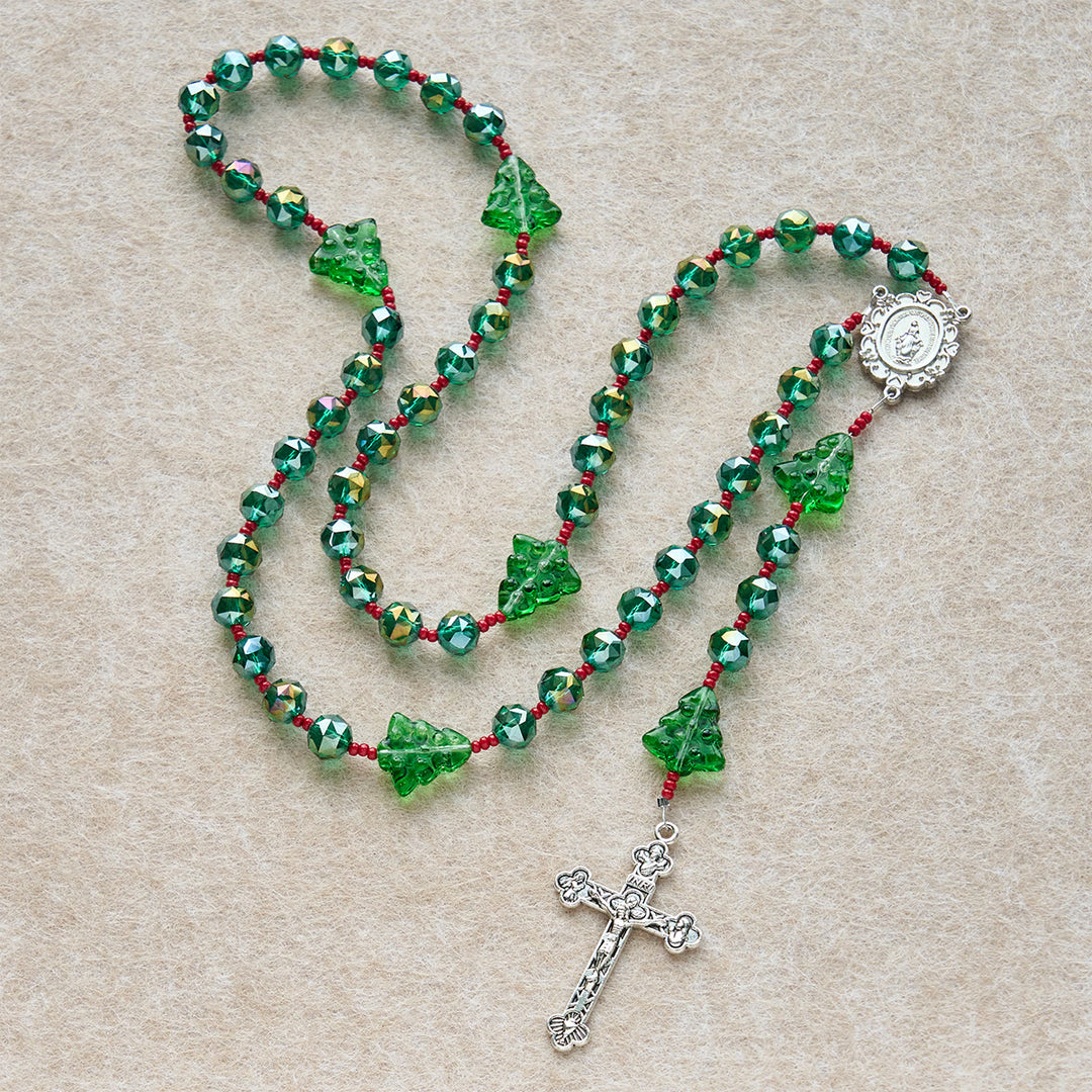 Christianartworkshop Christmas Gift: Joyful Green Tree of Hope Christmas Rosary: Celebrate Christ's Birth - image 11