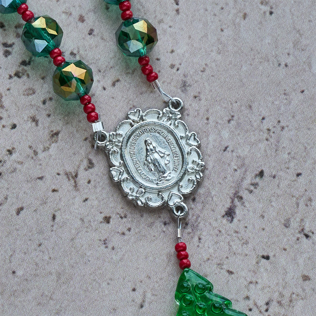 Christianartworkshop Joyful Green Tree of Hope Christmas Rosary: Celebrate Christ's Birth - image 9