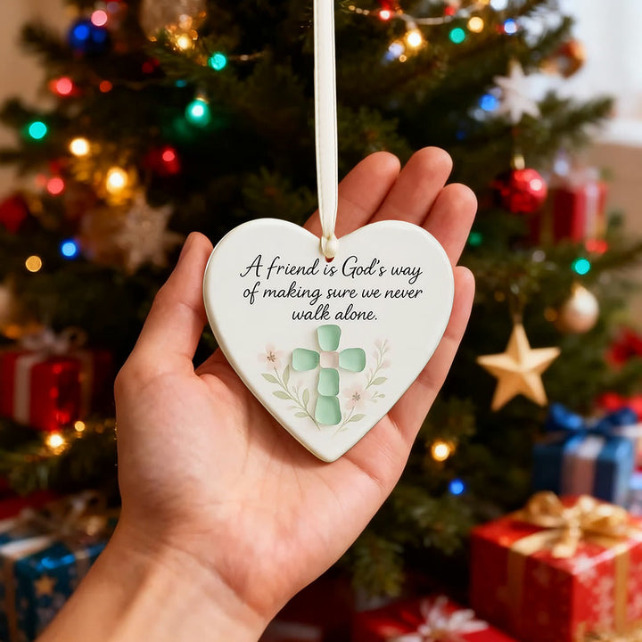 Christianartworkshop Heart-Shaped Hanging Ornament: A Friend is God's Way Faith & Friendship Reminder - image 1