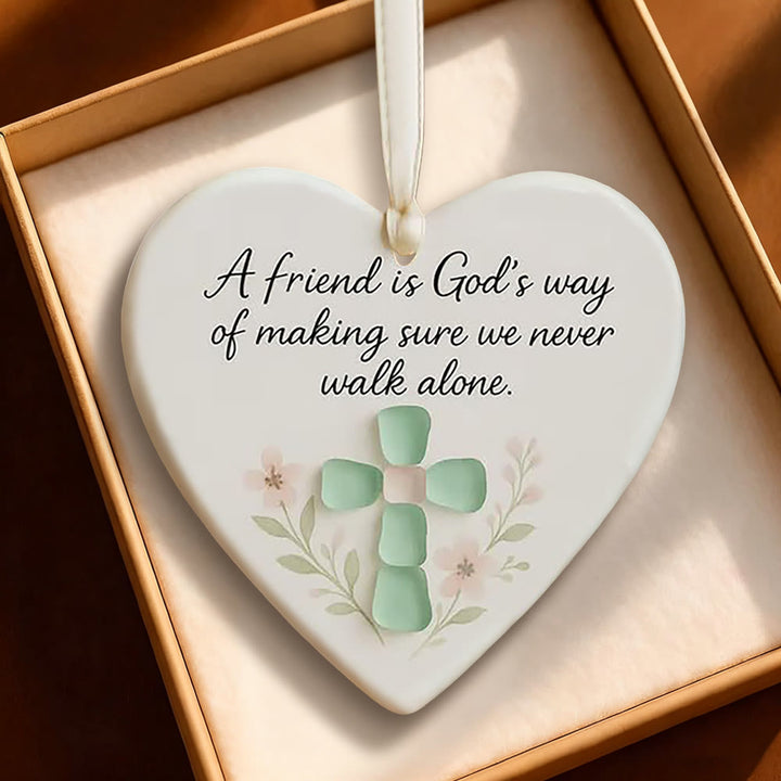 Christianartworkshop Heart-Shaped Hanging Ornament: A Friend is God's Way Faith & Friendship Reminder - image 2