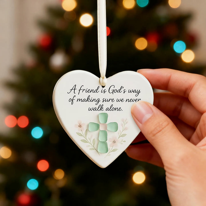 Christianartworkshop Heart-Shaped Hanging Ornament: A Friend is God's Way Faith & Friendship Reminder - image 3