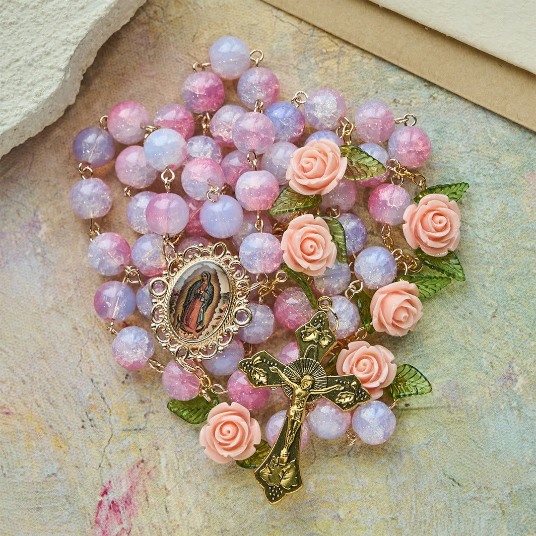 Christianartworkshop Virgin Mary with Rose-Accented Rosary: Timeless Faith & Floral Faith Symbol - image 5