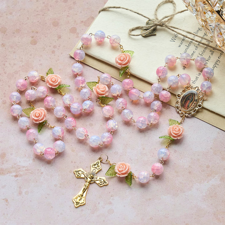 Christianartworkshop Virgin Mary with Rose-Accented Rosary: Timeless Faith & Floral Faith Symbol - image 3