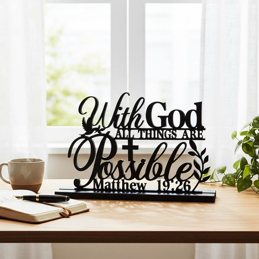 Christianartworkshop With God All Things Are Possible Table Art: A Testament to Faith & Inspiration - image 4
