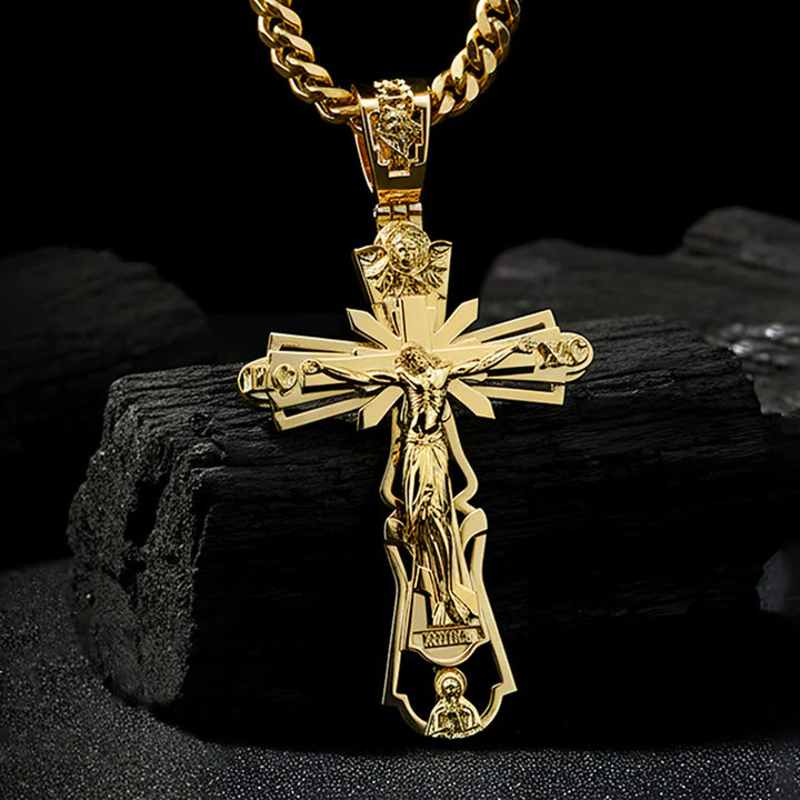 Christianartworkshop Christian Cross Necklace: Sacrificial Story & Timeless Adornment - Golden - 70cm - image 0