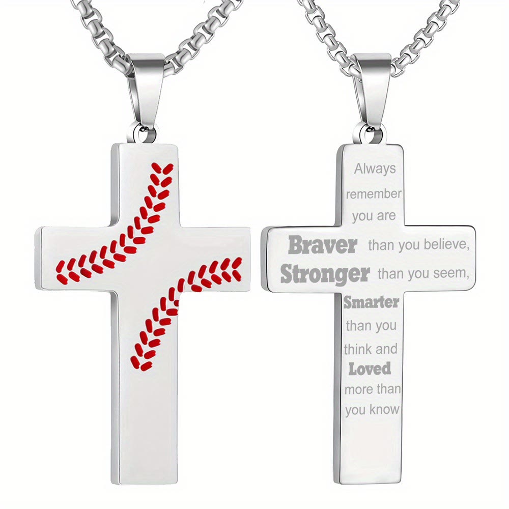 Christianartworkshop Baseball Stitch Cross Necklace: Athletic Devotion & Inspirational Quote - image 4