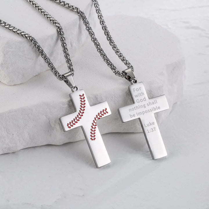 Christianartworkshop Baseball Stitch Cross Necklace: Athletic Devotion & Inspirational Quote - image 4