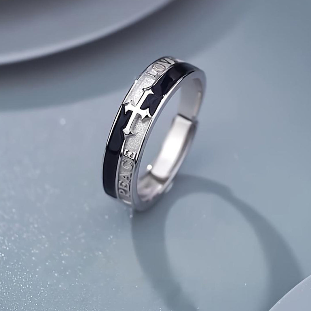 Christianartworkshop Cross Faith Ring: Peace, Love & Timeless Devotion - Adjustable(Suitable for UK Size Q - UK Size V1/2) - image 0