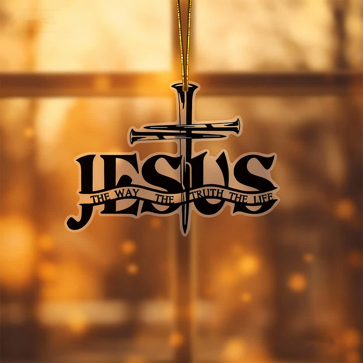 Christianartworkshop Bohemian Style Flat Jesus Prayer Cross Car Pendant with Inscription - image 3