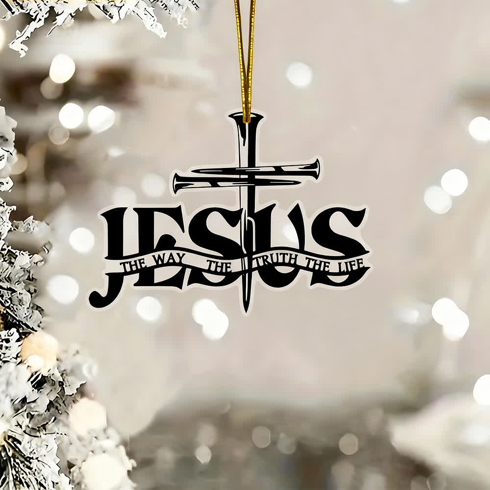 Christianartworkshop Bohemian Style Flat Jesus Prayer Cross Car Pendant with Inscription - image 2