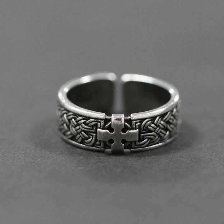 Christianartworkshop Celtic Cross Ring: Timeless Faith & Intricate Devotion - Adjustable(Suitable for UK Size Q - UK Size T1/2) - image 0
