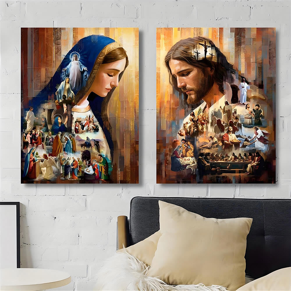 Christianartworkshop Jesus & Mary Spiritual Narrative Wall Art Prints: Faith Journey & Storytelling - image 2