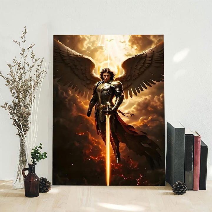 Christianartworkshop Archangel Warrior Art Canvas: Divine Protection & Spiritual Valor - Framed Canvas Painting - 11.81''*15.75''0.71"/30*40*1.8cm - image 0