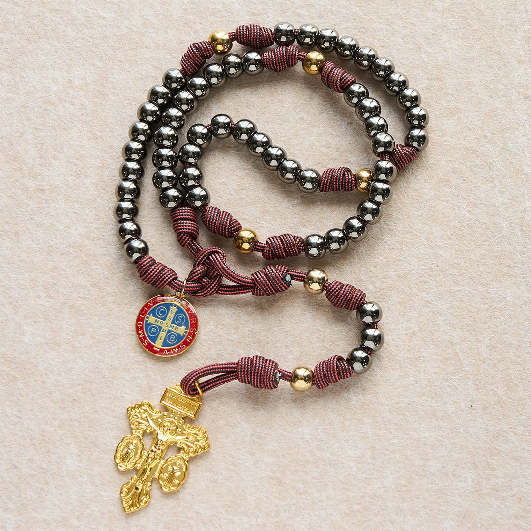 Christianartworkshop Bronze -Tone Beads Rosary with Pardon Cross & St. Benedict Accents - image 1