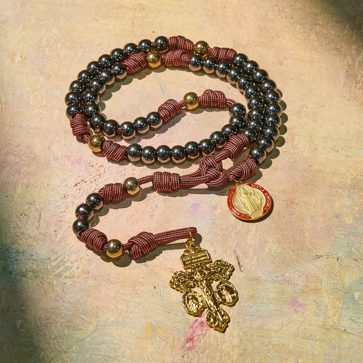 Christianartworkshop Bronze -Tone Beads Rosary with Pardon Cross & St. Benedict Accents - image 3