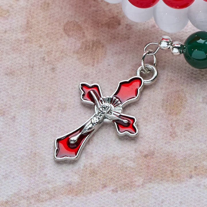 Christianartworkshop Christmas Jade Agate Rosary Bracelet: Faith & Festive Devotion - image 7