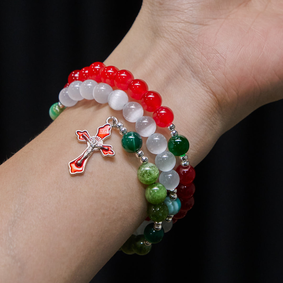 Christianartworkshop Christmas Jade Agate Rosary Bracelet: Faith & Festive Devotion - image 1