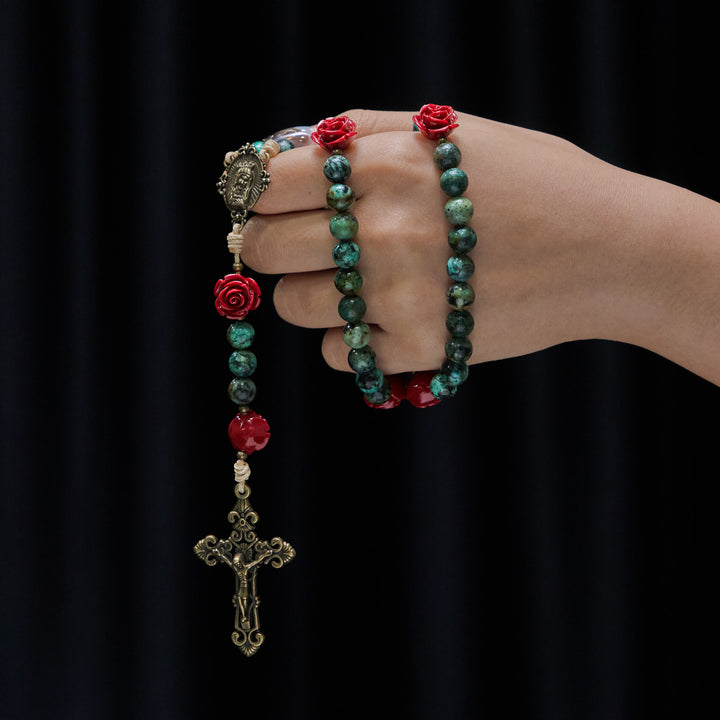 Christianartworkshop Floral Accent African Turquoise Rosary: Devotion & Artistic Craft - image 1