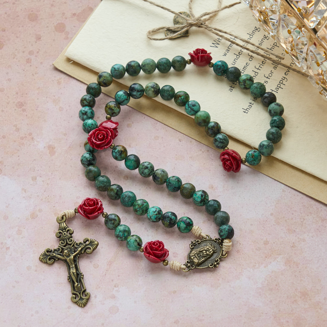 Christianartworkshop Floral Accent African Turquoise Rosary: Devotion & Artistic Craft - image 6