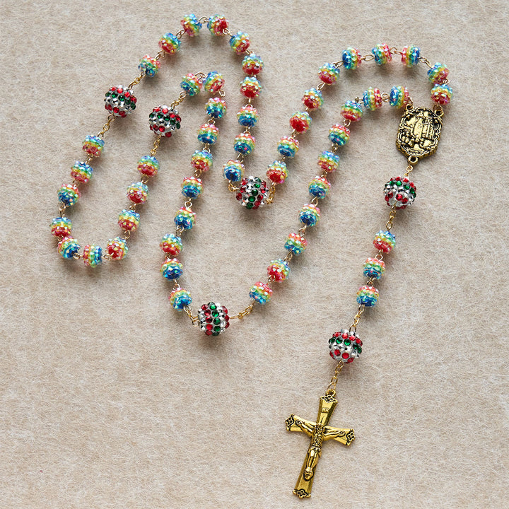 Christianartworkshop Christmas Rainbow Beads Rosary with Golden Cross: Devotion & Vibrant Faith - image 5