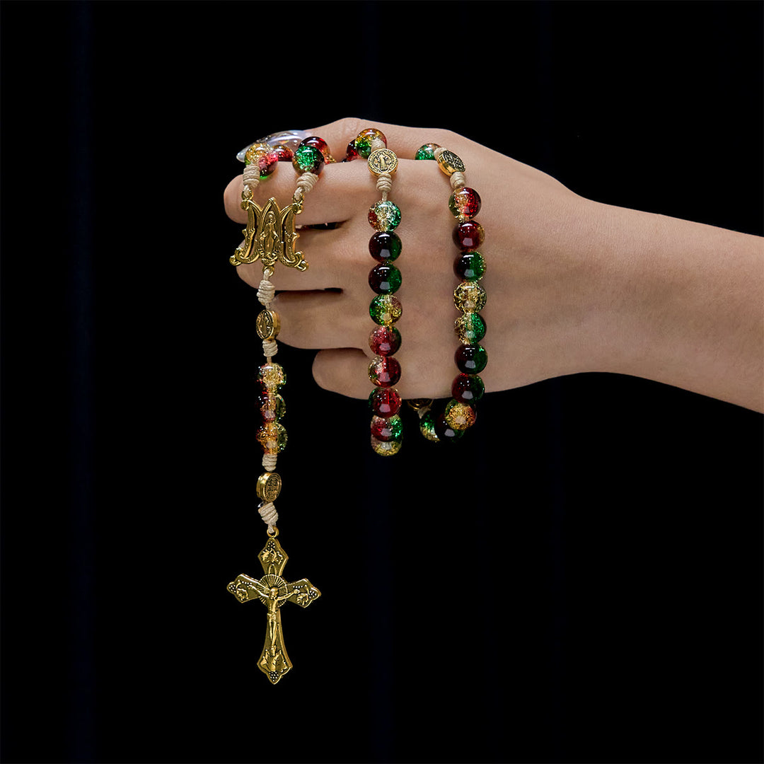 Christianartworkshop Christmas Glass Rosary with Cross: Faithful Celebration & Festive Luster - image 1