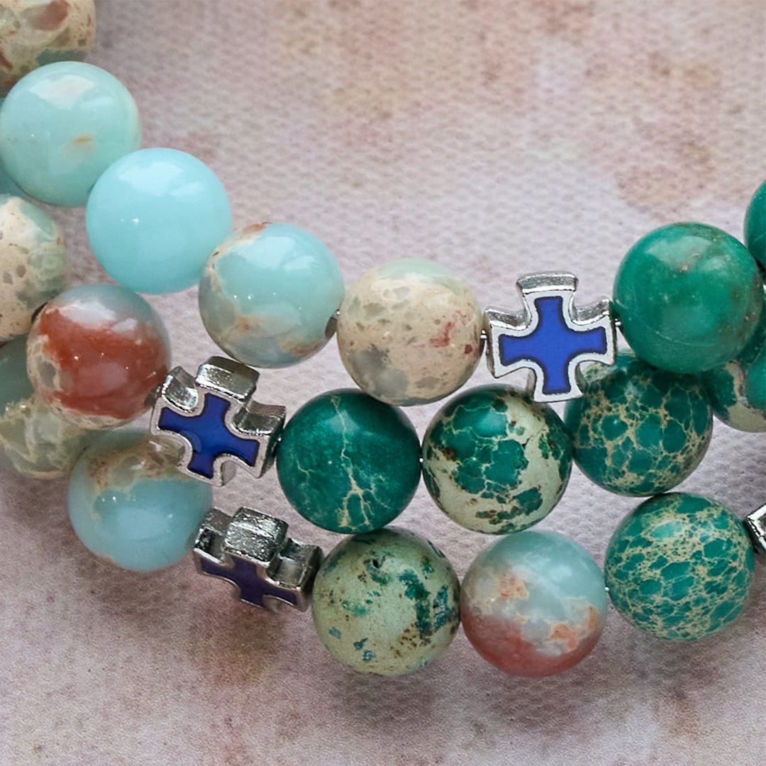 Christianartworkshop Shoushan Stone & Green Vein Stone Rosary Bracelet: Devotion & Earthy Grace - image 7