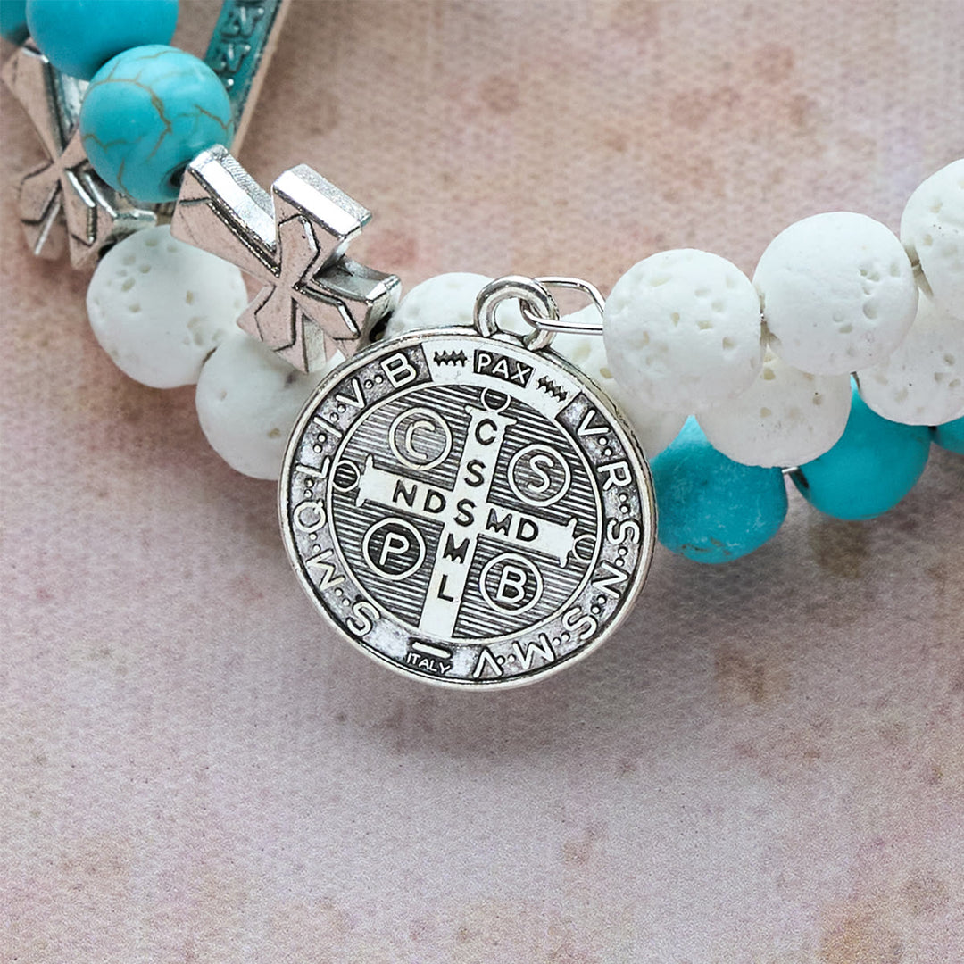 Christianartworkshop Gypsum & Turquoise Rosary Bracelet: Devotion & Heavenly Calm - image 7