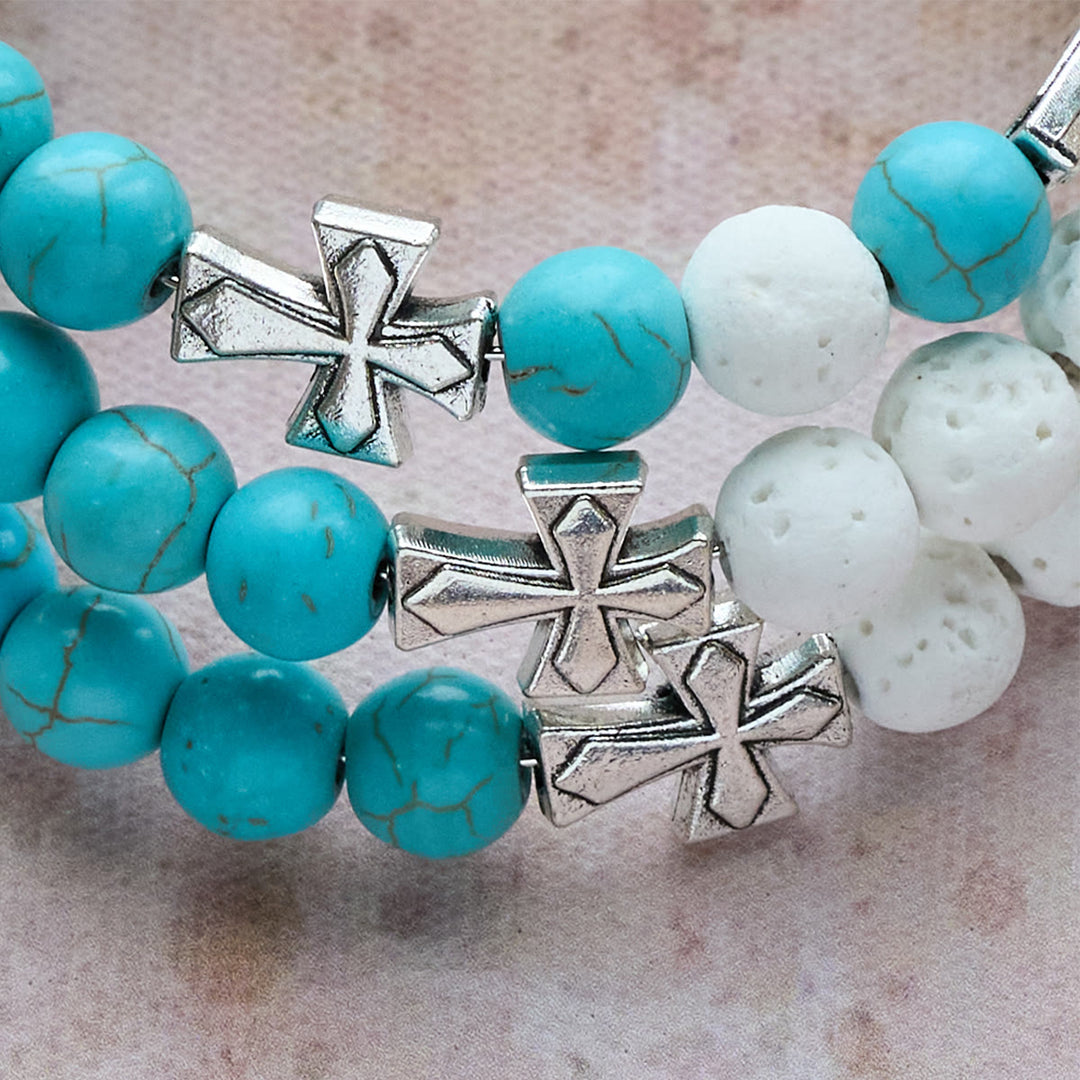 Christianartworkshop Gypsum & Turquoise Rosary Bracelet: Devotion & Heavenly Calm - image 4
