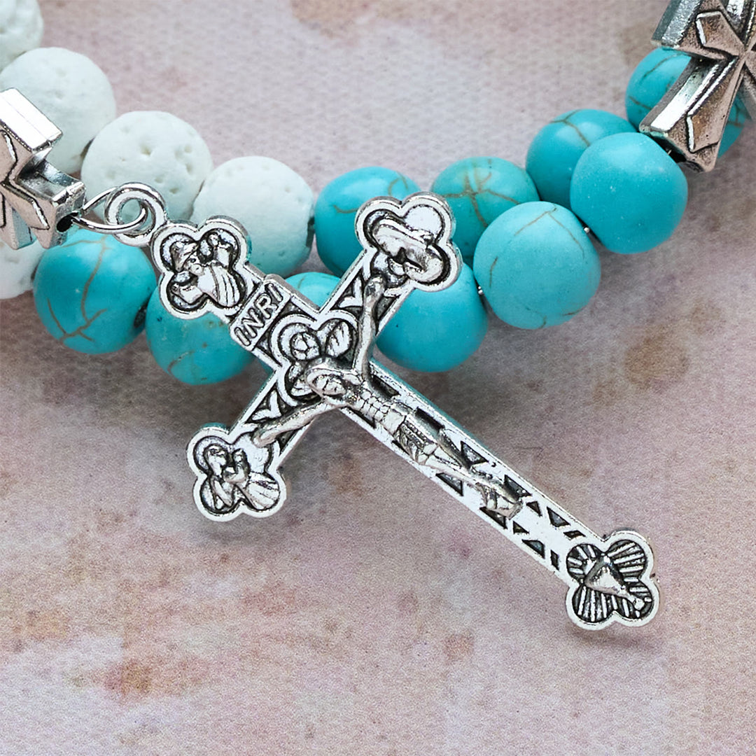 Christianartworkshop Gypsum & Turquoise Rosary Bracelet: Devotion & Heavenly Calm - image 6
