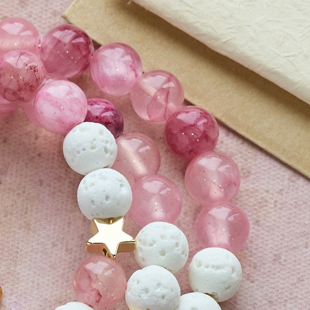 Christianartworkshop Gypsum & Rose Red Agate Rosary Bracelet: Devotion & Heavenly Softness - image 5