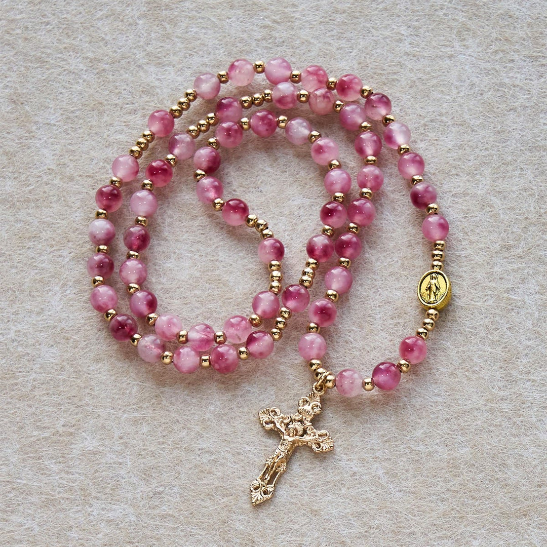 Christianartworkshop Rose Red Agate Bead Rosary Bracelet: Devotion & Heavenly Elegance - image 4