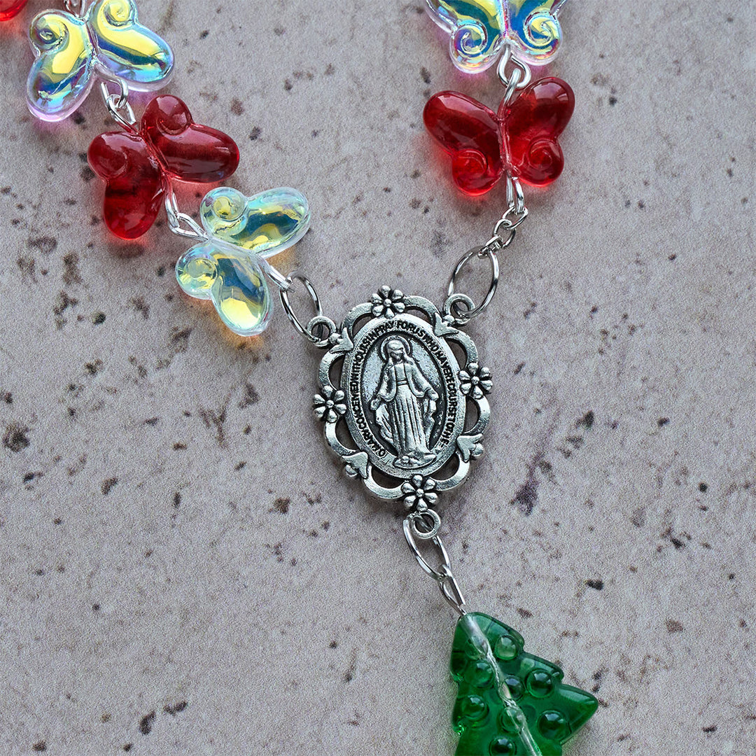 Christianartworkshop Christmas Gift: Blessed Christmas Tree Rosary with Crystal Butterfly Beads - image 15