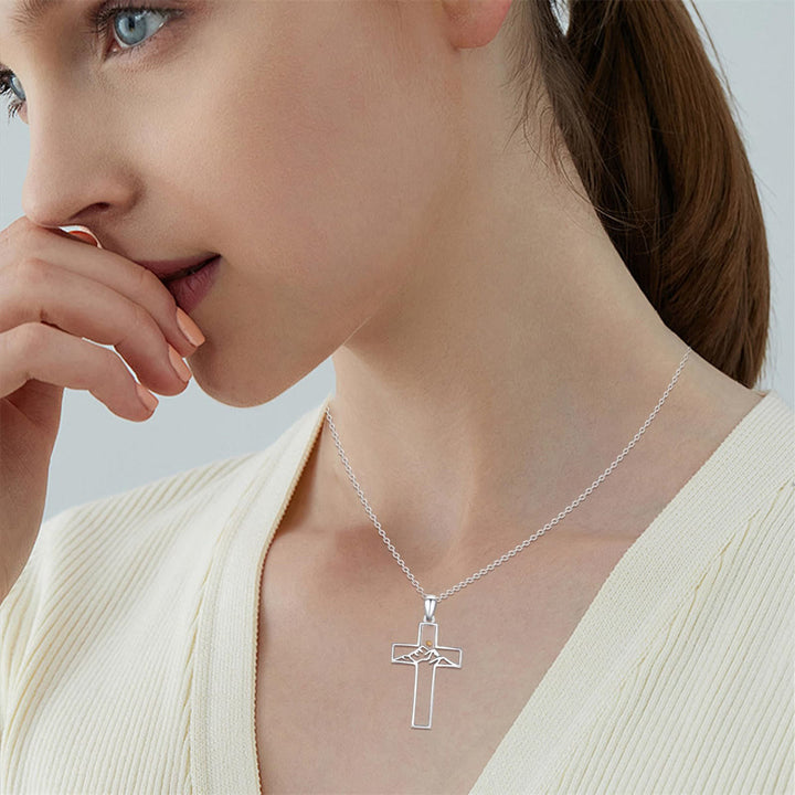 Christianartworkshop Mustard Seed Mountain Cross Necklace: Faith's Endurance & Nature's Wonder - image 2