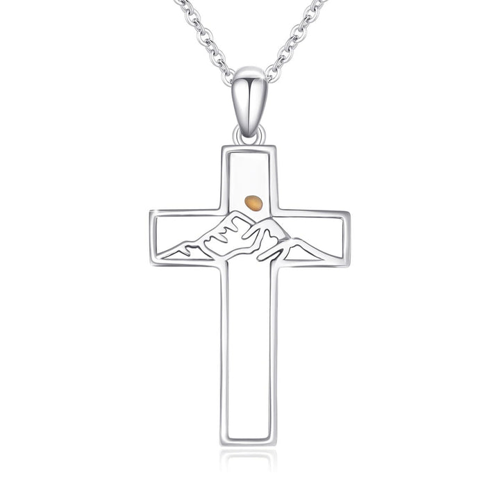 Christianartworkshop Mustard Seed Mountain Cross Necklace: Faith's Endurance & Nature's Wonder - Mustard Seed Mountain Cross Necklace - image 0
