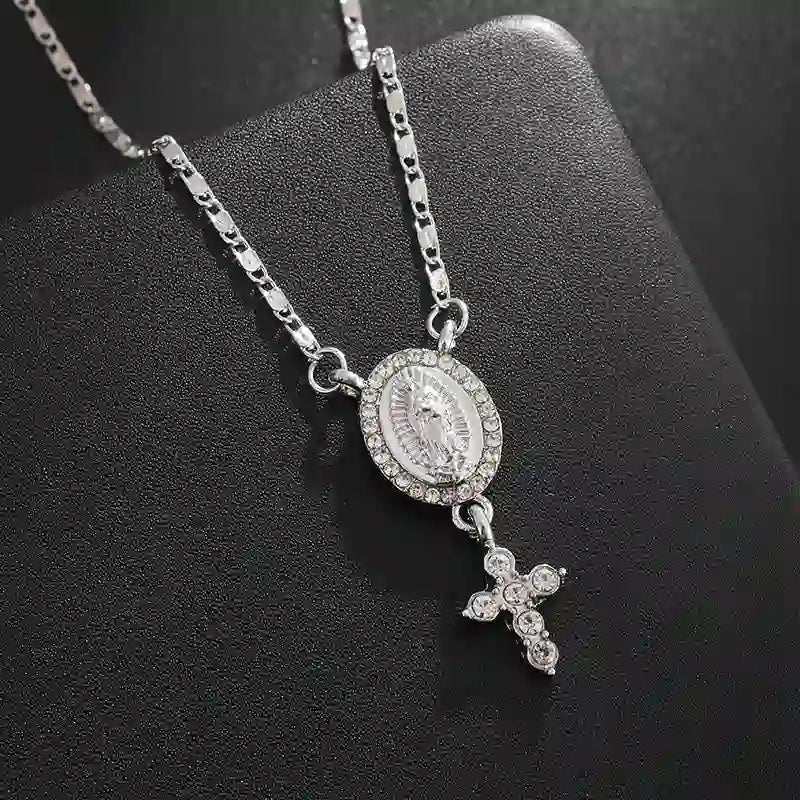 Christianartworkshop Our Lady & Cross Pendant Necklace: Divine Devotion & Timeless Elegance - image 2