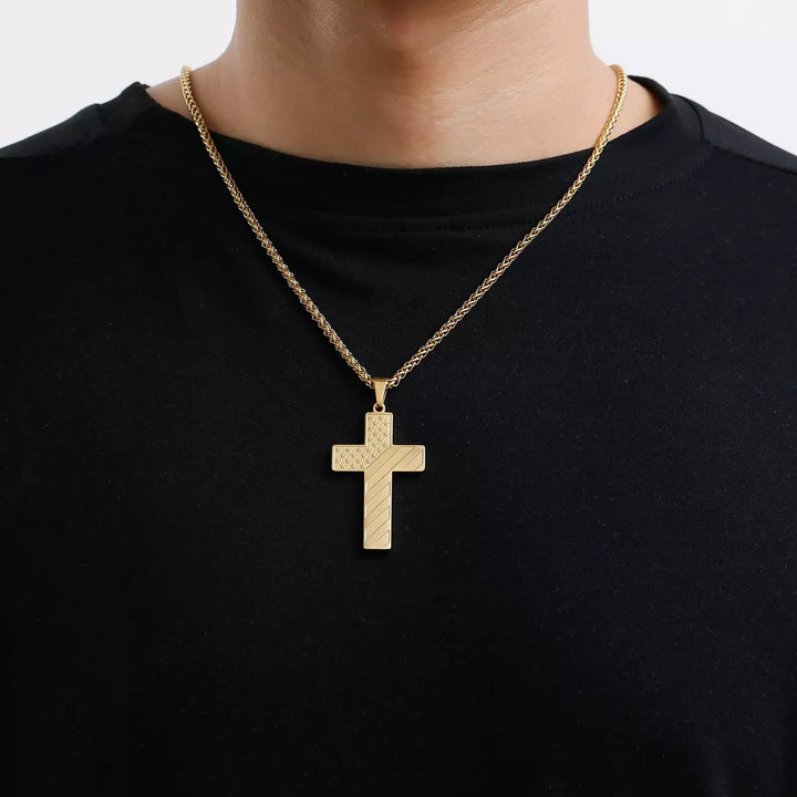 Christianartworkshop Tri-Color Cross Necklace with American Flag & Scripture: A Patriotic Expression - image 28