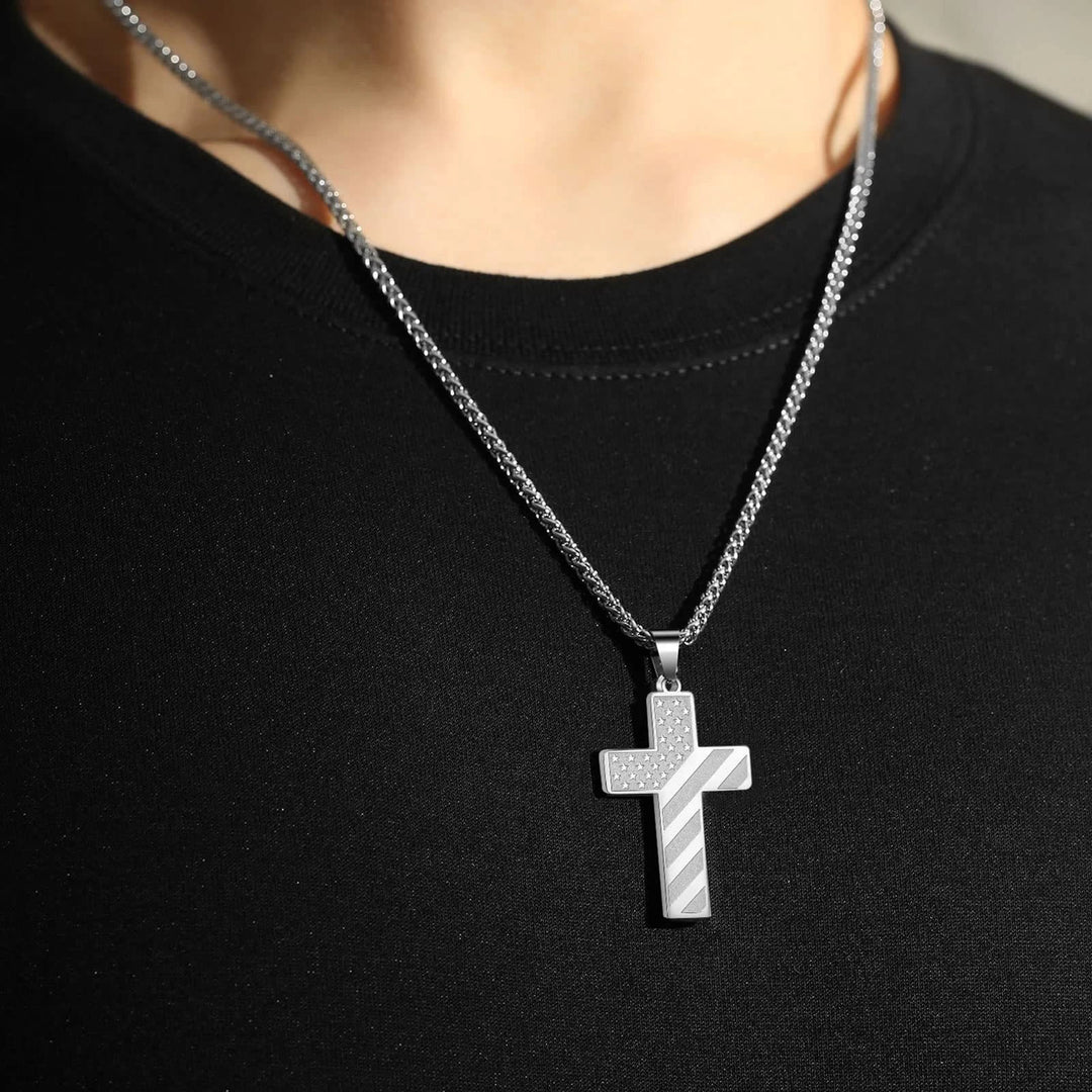 Christianartworkshop Tri-Color Cross Necklace with American Flag & Scripture: A Patriotic Expression - image 16