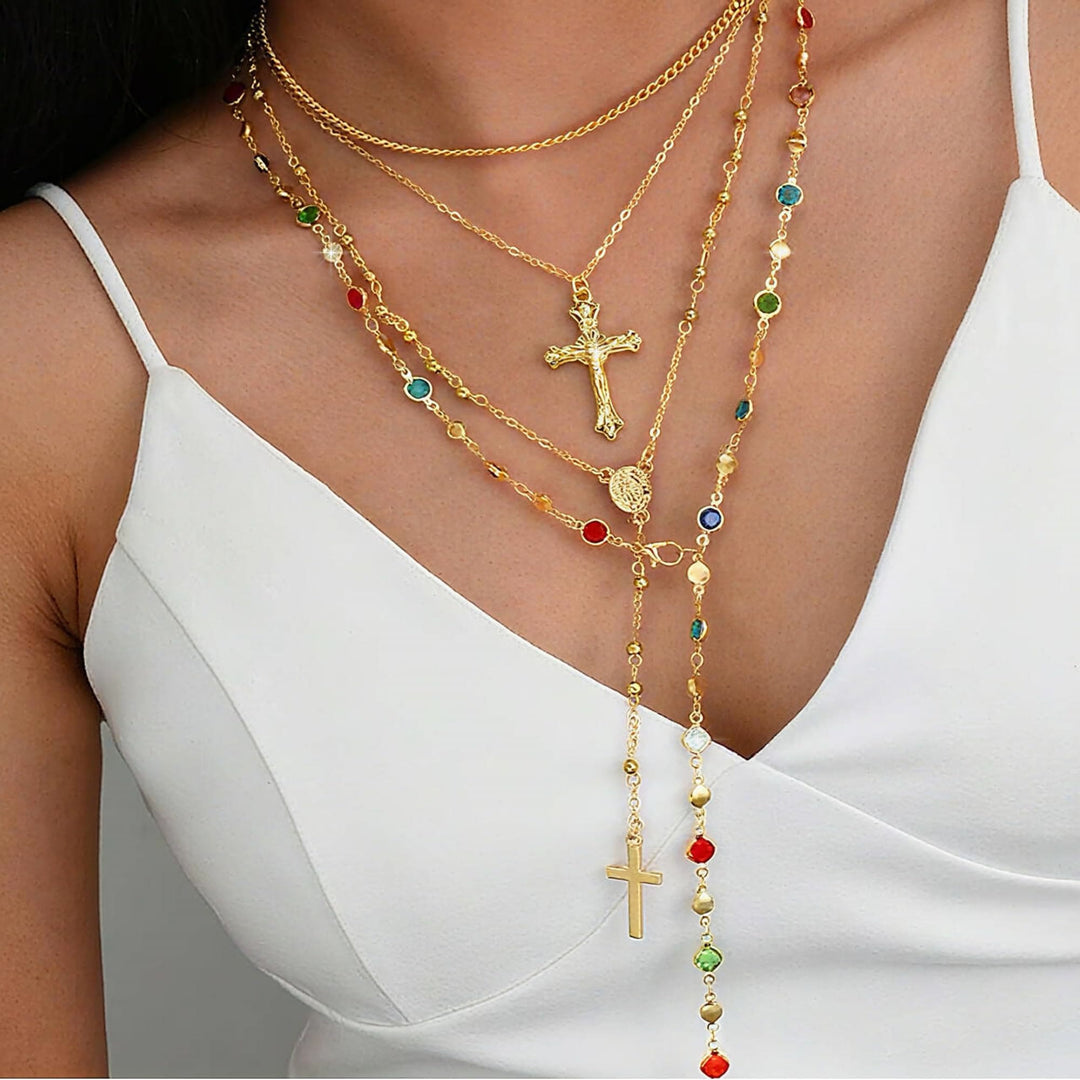 Christianartworkshop Layered Cross Necklace Set: Multistrand Faith & Fashion-Forward Expression - image 1